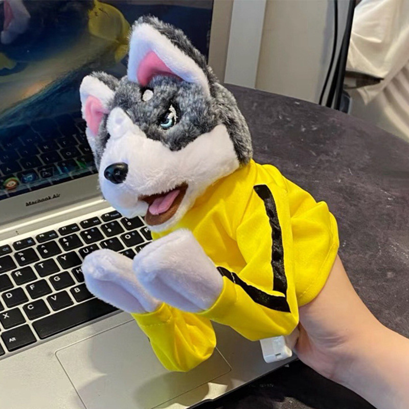 Criança kung fu husky luvas br - Interactive Squeaky Plush Dog Toy avaliação e preço